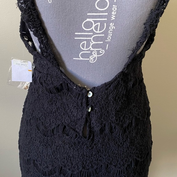 Free People Intimately night moves midnight elegant black lace mini dress (NWT) - Picture 8 of 10